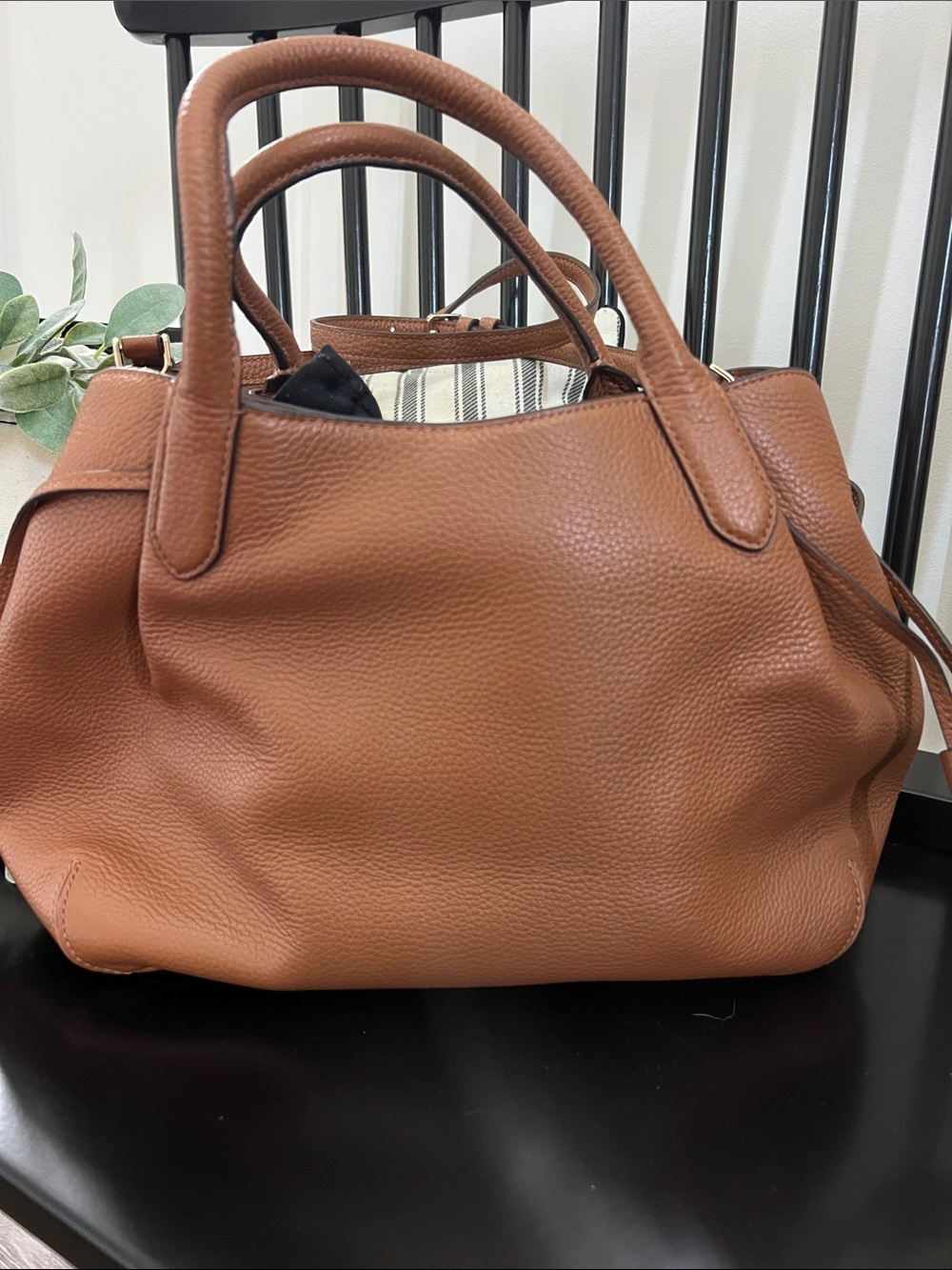 kate spade Dumpling Large Brown Pebbled Leather Satchel with Top Handles - Picture 4 of 7